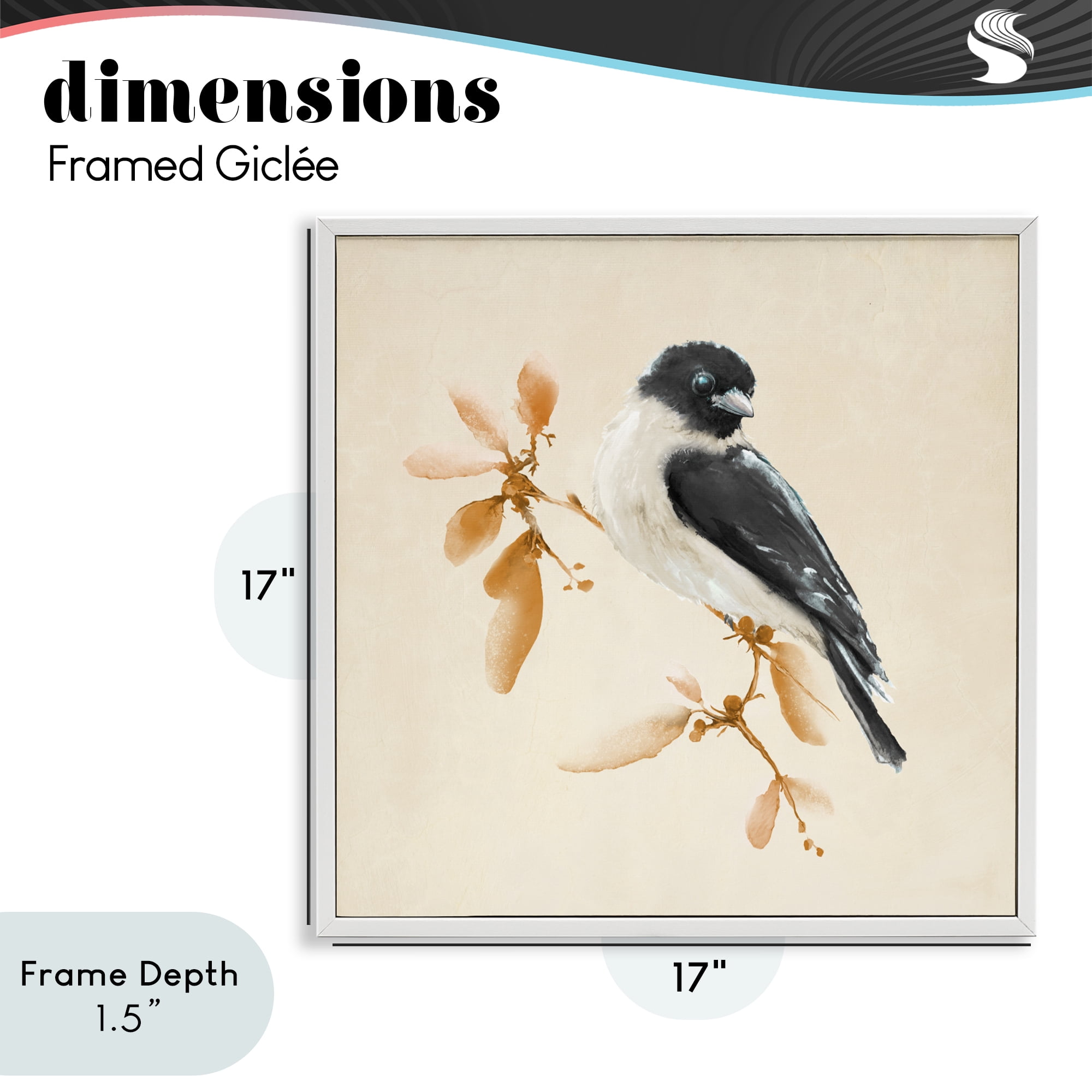 Stupell Industries Subtle Watercolor Chickadee White Framed Giclee Art, design by Diannart