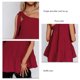thumbnail image 5 of Camiseta sin mangas para mujer, con un solo hombro, dobladillo con volantes, tipo suelto, Top informal de verano, rojo vino L, 5 of 7