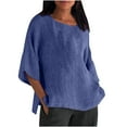 thumbnail image 1 of Hauts à Manches 3/4 pour Femmes Mode Été Col Rond Manches 3/4 Blouses Décontractées Unies Hauts Blouses et Hauts Mode Hauts pour Femmes Manches 3/4 Hauts à Manches 3/4 pour l'Été, 1 of 6