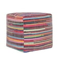thumbnail image 3 of LR Home Square Whimsical Rainbow Recycled Chindi Medium-Sized Indoor Pouf, 18"x18"x18", 3 of 9