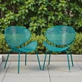 thumbnail image 2 of Tcbosik Set of 2 Metal Chairs for Indoor & Outdoor, Heavy Duty Lounge Chair, Armless Chair for Living Room, Garden, Balcony, Backyard, Teal, 2 of 10