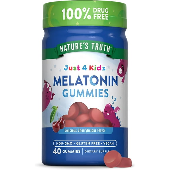 Kids Melatonin Gummy | 1mg | 40 count | Cherry Flavor | by Natures Truth