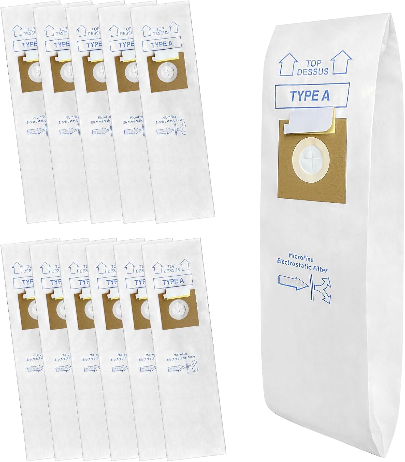MHAWBL-12 Pack Type A Vacuum Bags Replacement for Hoover Convertible, Decade 80, Concept One, Concept Two Upright Vacuum Cleaners, Replace Part 4010001A, 4010100A, 4010324A