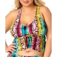 thumbnail image 1 of California Waves Plus Size Ruched Tankini Top, XX-Large, Multicolor, 1 of 2