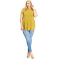 thumbnail image 4 of Pastel by Vivienne Women's Short Sleeve Jersey Top in Plus Size Mustard X-Large, 4 of 4