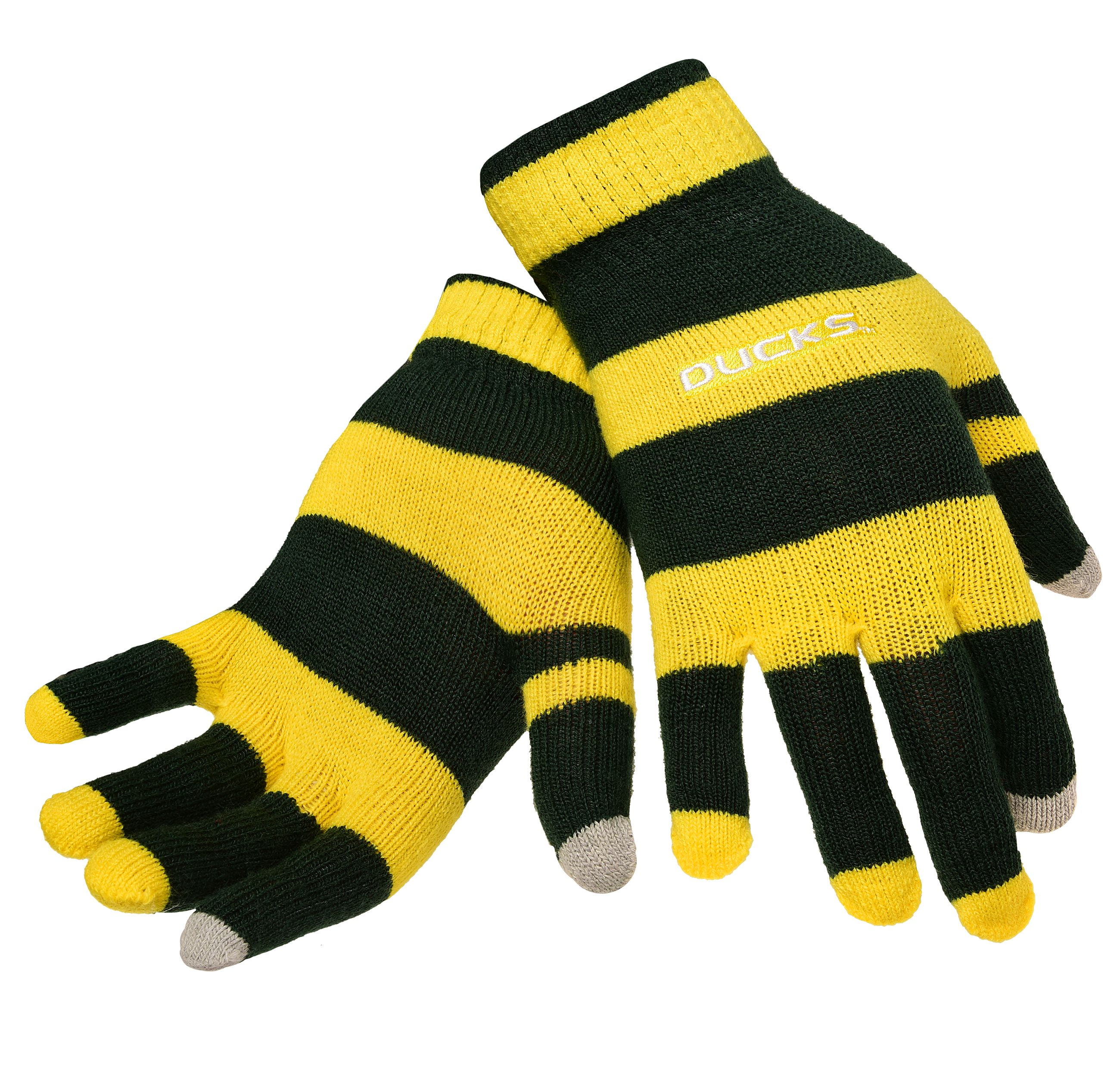 Oregon Ducks Official NCAA Glove Stripe Outdoor Winter Stretch Knit by Forever Collectibles 594376 by Forever Collectibles