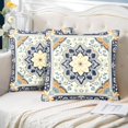 thumbnail image 2 of Boho Throw Pillow Covers 18x18 inch Set of 2, Blue White Monaco Vintage Double Sided Pattern Mandala Pillow Cushion Cover Bohemian Pillowcase for Couch Sofa Bed Decorative, 2 of 6