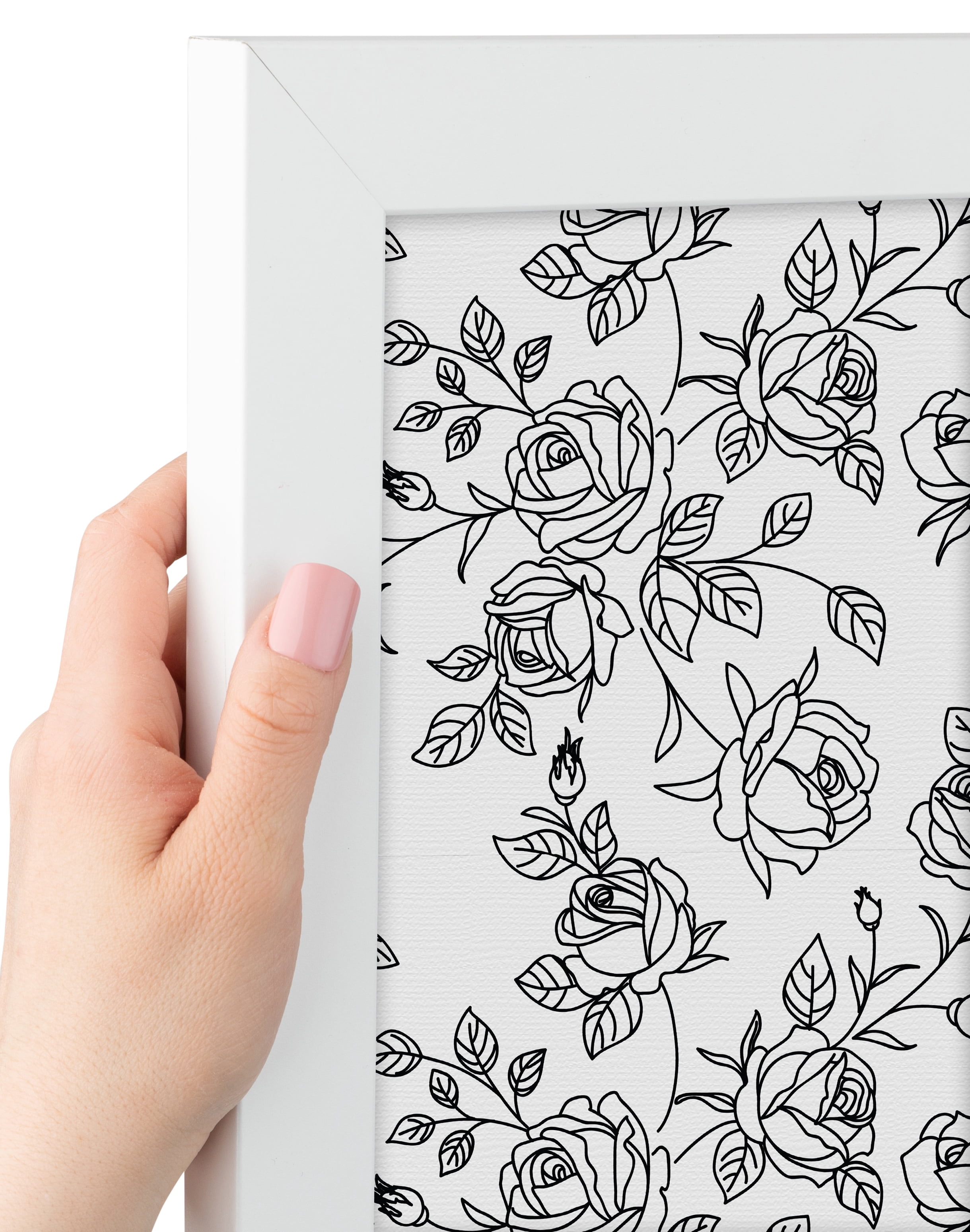 PinPix 21x17 Custom Cork Bulletin Board Black Floral Rose Poster Board Has a Fabric Style Canvas Finish, Framed in Black Floral Rose, by ArtToFrames (PinPix-164)