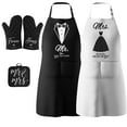 thumbnail image 4 of Matching Couple Aprons with Gloves Soft Adjustable Design Wedding Theme Kitchen Set Anniversary Gifts for Newlyweds, 4 of 9