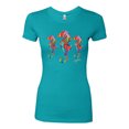 thumbnail image 2 of Colorful Rainbow Seahorses Animal Lover Womens Slim Fit Junior Tee, Tahiti Blue, Large, 2 of 3