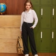 thumbnail image 6 of AWZXDE Boys Girls School Pants Straight Leg Formal Trousers Kids Dress Pants Elastic Waist Bottom Black - 15-16 Years, 6 of 8