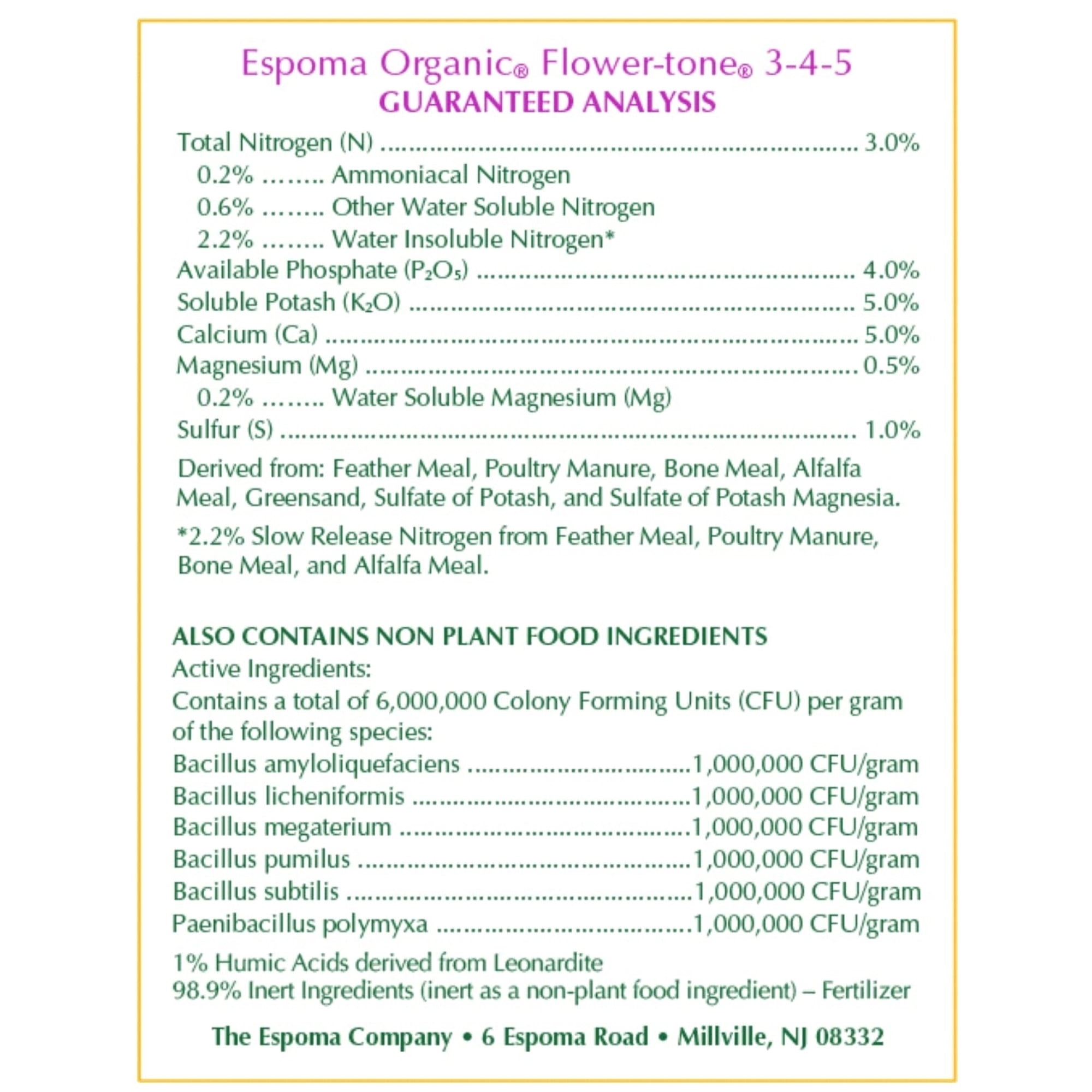 Espoma Organic Flower-tone 3-4-5 Natural & Organic Plant Food for Flowers, Annuals, Perennials & Hanging Baskets, Blossom Booster, 4lbs (Pack of 2)