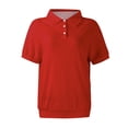 thumbnail image 5 of Dwellite Womens Plus Size Polo Shirts Golf Shirts Button V Neck Collared Short Sleeve Business Casual Tops Red XL, 5 of 5