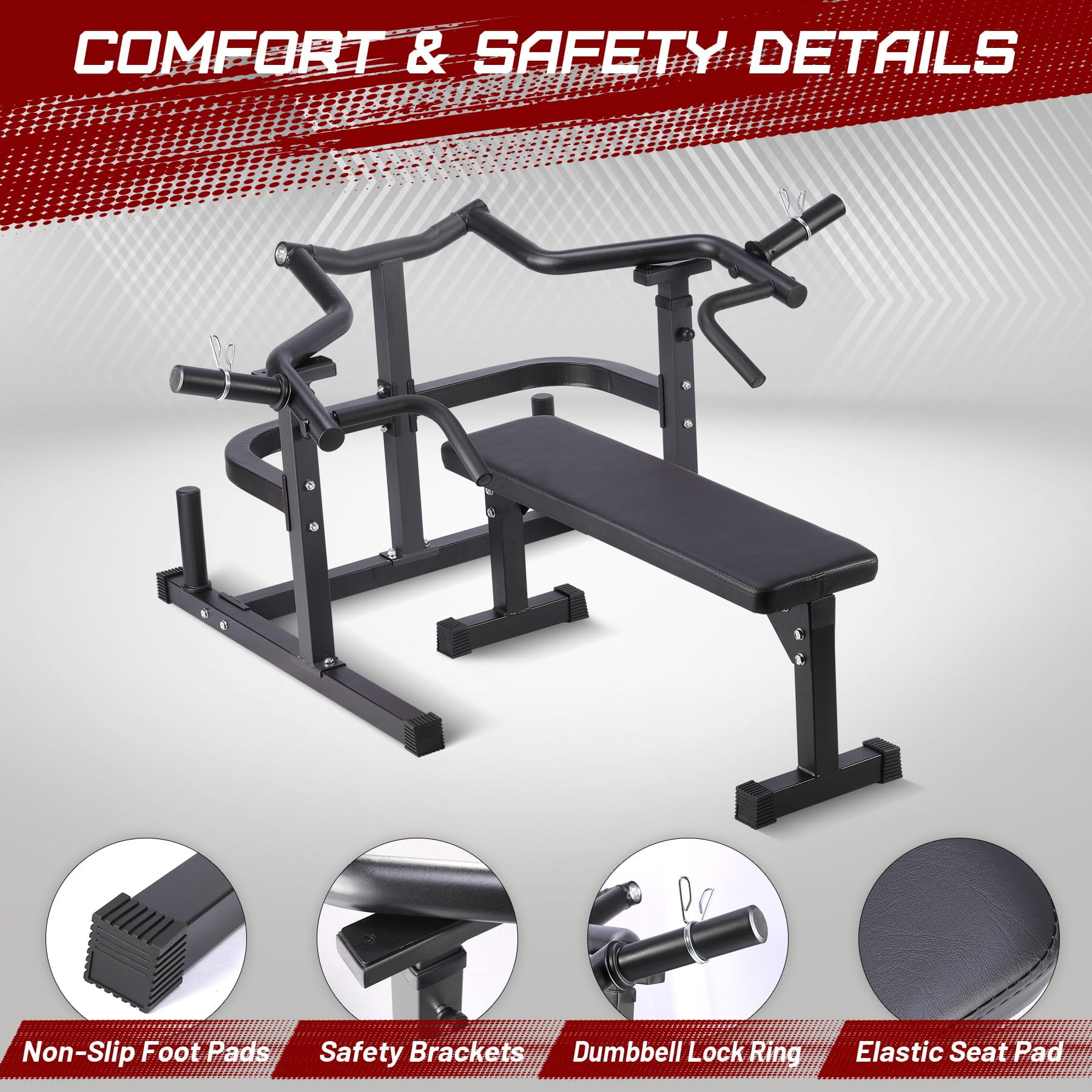 Towallmark Adjustable Chest Press Machine – Multifunctional Weight Bench with Flat & Incline Positions, Independent Converging Arms for Home Gym Workouts