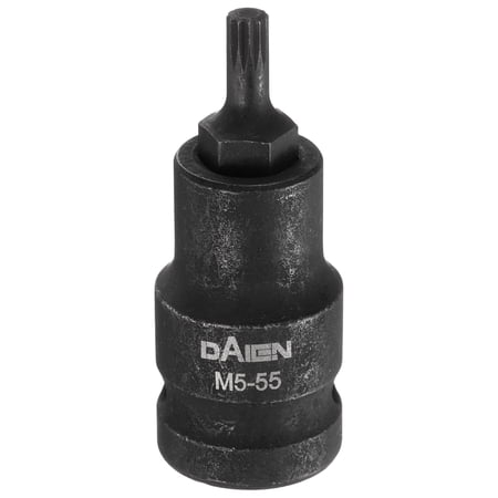 Uxcell M5 Triple Square Bit Socket 55mm/2.17 Length 1/2 Square Drive 12 Point Spline Extension Impact Bit Power Nut Driver Set S2 Steel Socket Ratchet Wrench Bits Black