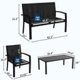 thumbnail image 2 of 4 Piece Patio Conversation Set with Loveseat Chairs and Glass Table, All Weather Textilene Mesh Outdoor Bistro Furniture with Steel Frame for Garden Balcony Poolside, Light Brown Gray Black, 2 of 8