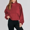 thumbnail image 2 of Graphic Print Long Sleeve Tops for Women Fashion Turtleneck Cozy Fleece Casual Loose Pullover Sweatshirts with Pockets(Wine,XXL), 2 of 5