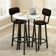 thumbnail image 3 of AWQM 3 Piece Pub Table Sets, 23.6" Round Faux Marble Bar Tables with 2 Barstool, Wood Pub Bar Table Set for Small Spaces, Kitchen, Breakfast, 3 of 8