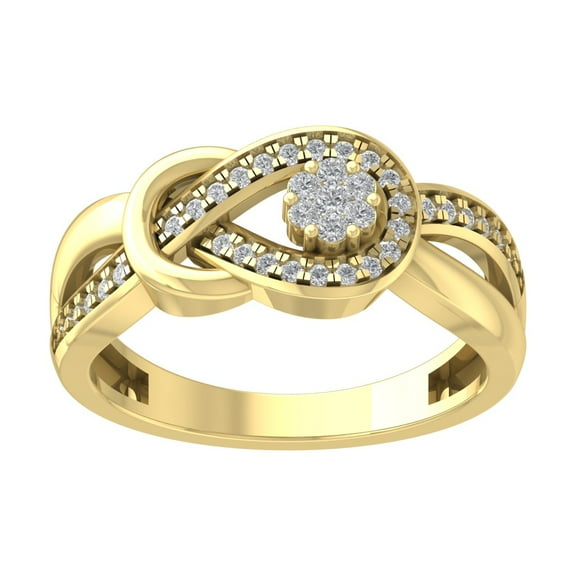 Araiya Fine Jewelry 10K Yellow Gold Round-shape Lab Grown Diamond Infinity Engagement Ring ( 1/4 cttw, D-F Color, VS Clarity) Size 10