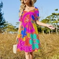 thumbnail image 3 of 2024 Bright Pop Art Colorful Peace and Love Flower Power Art Dress Women's summer dresses summer dress elegant women's sets, 3 of 7