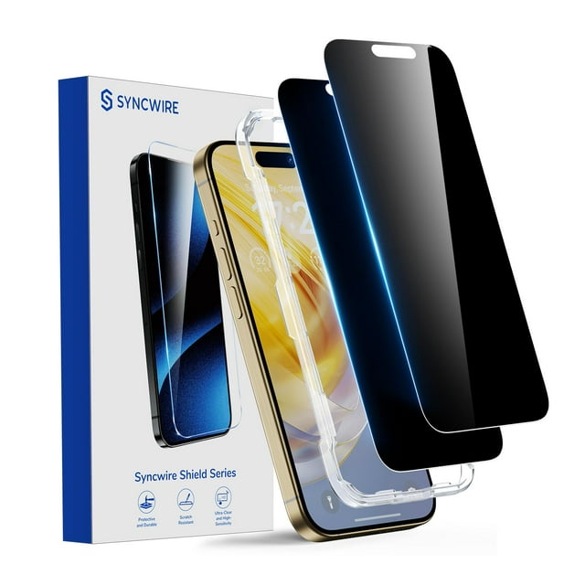 Protector de pantalla de privacidad SYNCWIRE para iPhone 15 Pro Max, paquete de 2