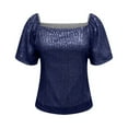 thumbnail image 6 of BVOFAR Women's Sequin Tops Trendy Glitter Sparkly Blouses Short Sleeve Square Neck Shirts Dressy Casual Tunics for Evening Party 2025, 6 of 6