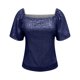 thumbnail image 5 of Mujeres de Manga Corta Tops Color Sólido Lentejuelas Moda Casual Top 95% Poliéster 5% Spandex, Nueva Blusa de Cuello Redondo para la Fiesta Y Diario, 5 of 6
