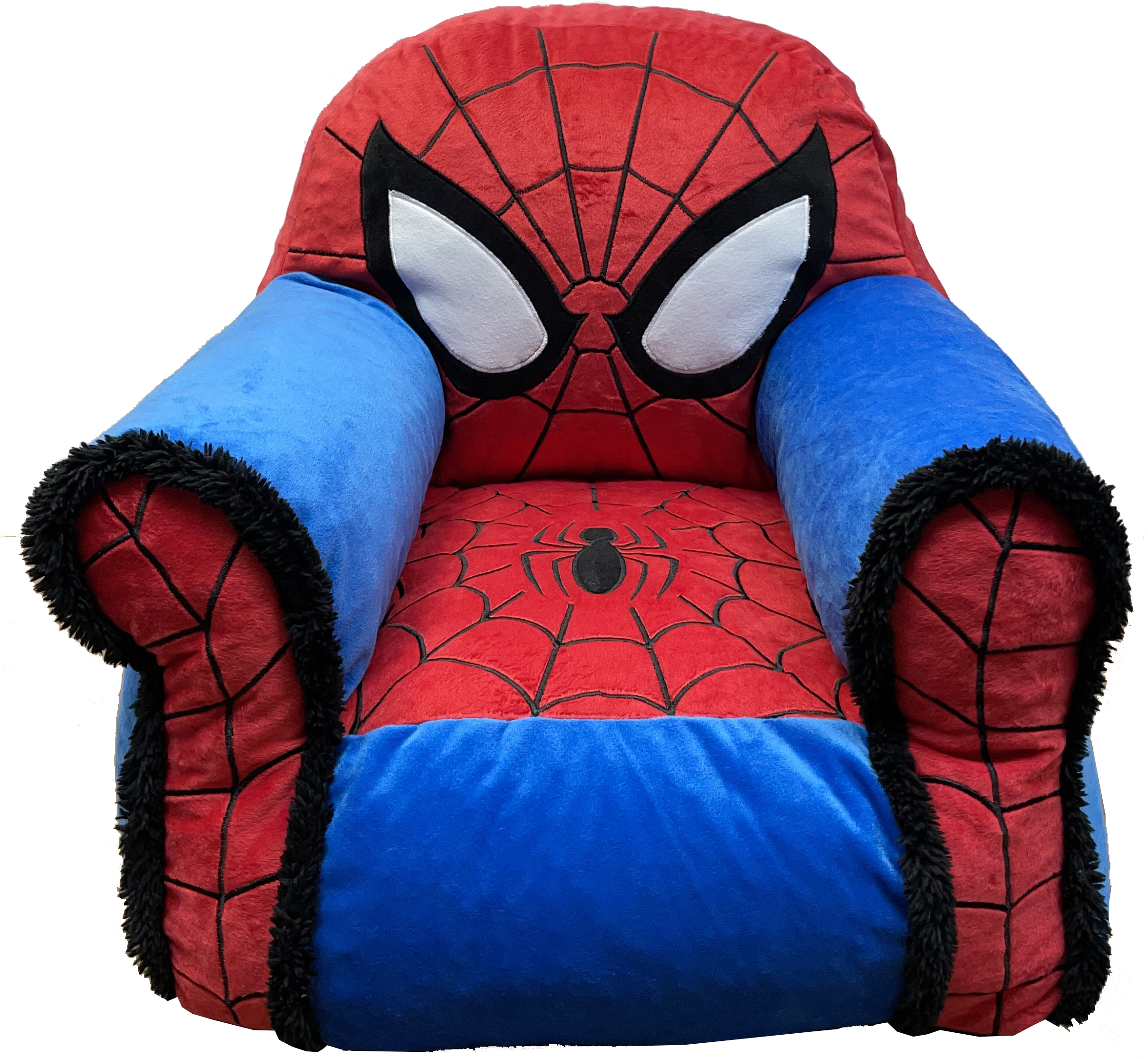 Marvel Spiderman Kids Figural Bean Bag Chair with Sherpa Trimming, Multi-color