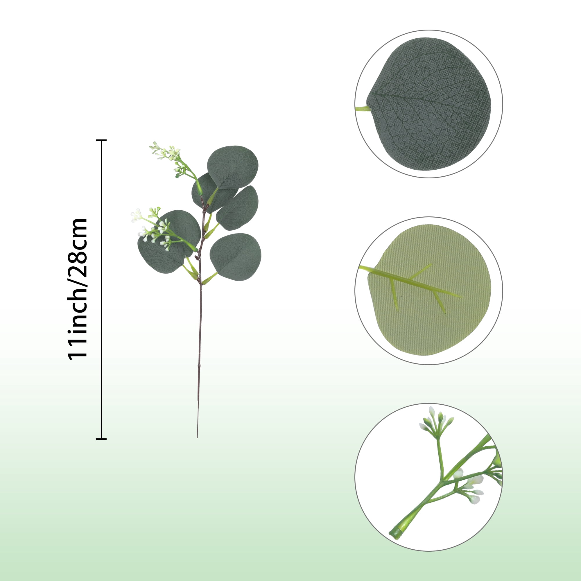 Unique Bargains 30 Pack Artificial Green Leaves Faux Bulk Greenery Stems Green Eucalyptus Stems 11"