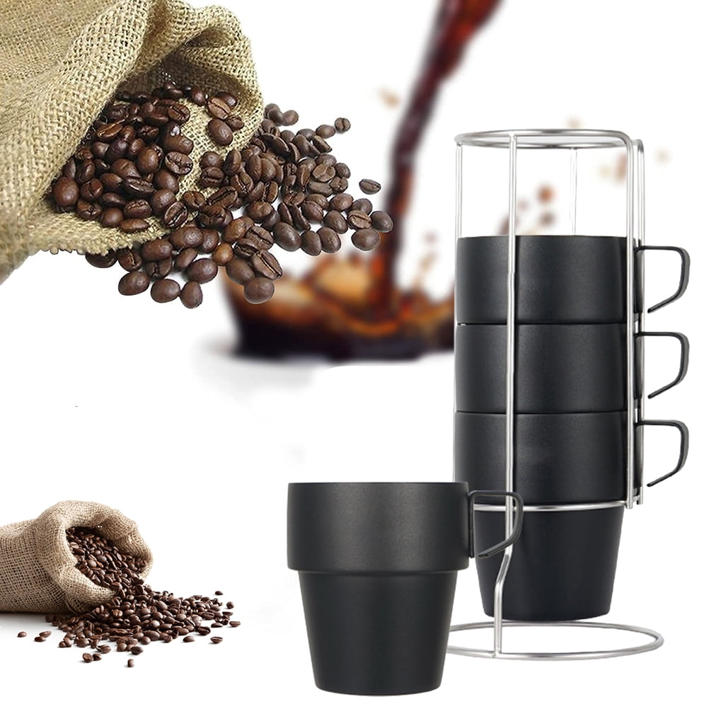 Set De 4 Tasses De Camp Isolantes Coletti - 10 Oz - Inox Argent - Empilables - Neuf