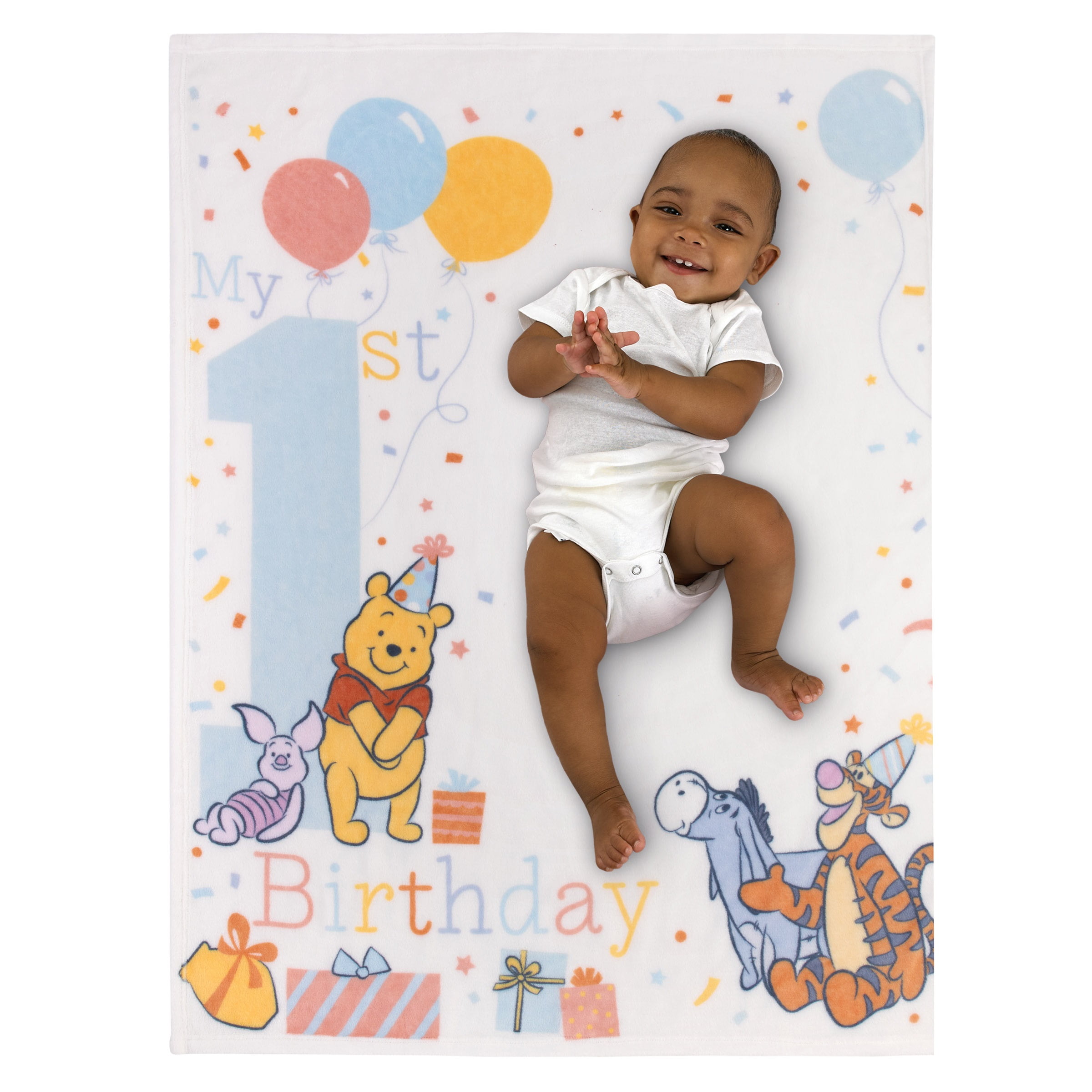 Disney Winnie the Pooh My 1st Birthday Photo Op Baby Blanket