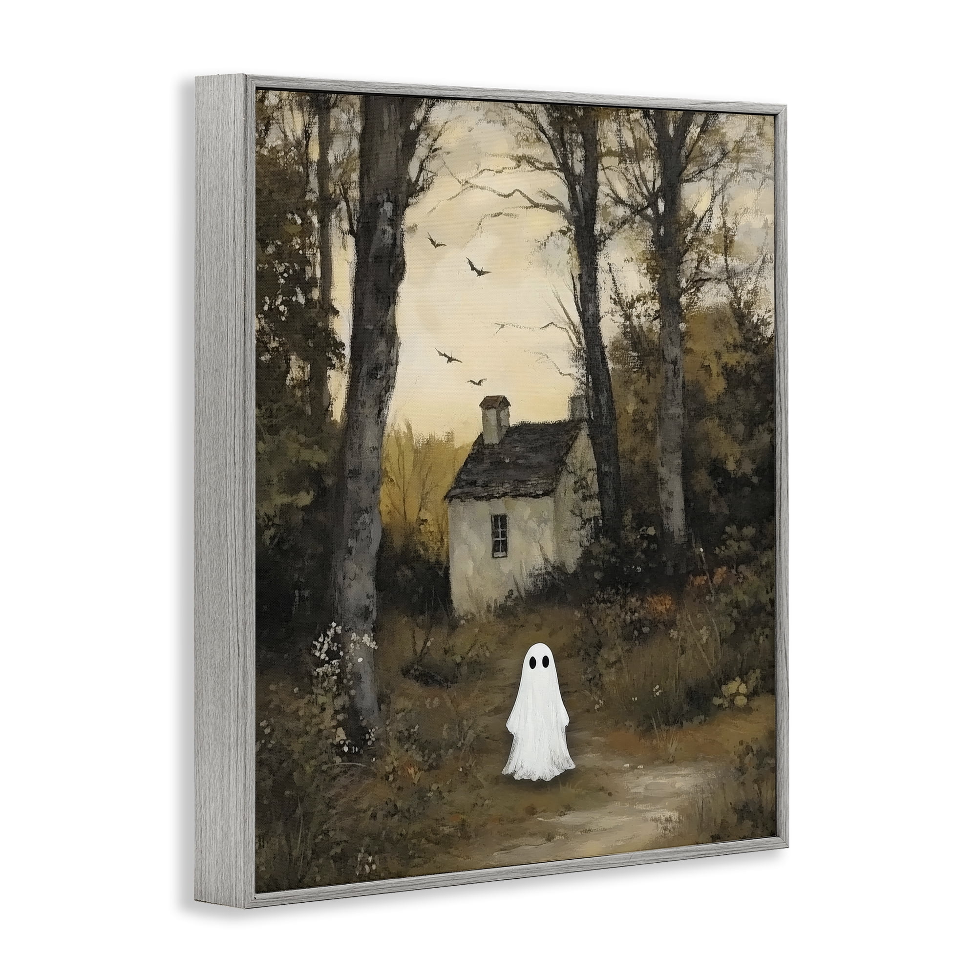 Little Ghost in Cottage Forest Gray Framed Giclee Art, design by Arlington Prints
