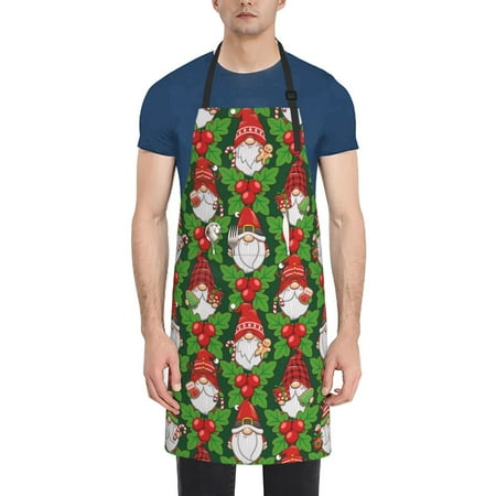 

Naloa Santa Claus And Gnomes Apron Kitchen Aprons with Pockets for Women Men Chef