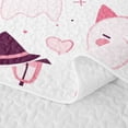 thumbnail image 5 of Erosebridal Cute Witch Ghost Twin Quilt Set, Cartoon Heart Lantern Twin Coverlet Set for Girls, White Pastel Pink Black, 2-Piece 1 Bedspread and 1 Pillowcase, 5 of 7