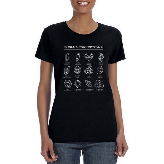 Zodiac Sign Crystals T-Shirt Women -Smartprints Designs, Female Medium