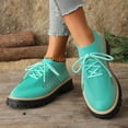 thumbnail image 3 of Women's Lace Up Knit Mary Jane Shoes Breathable Slip On Dress Shoes Chunky Heel Non Slip Walking Shoes Black Size 7.5, 3 of 7