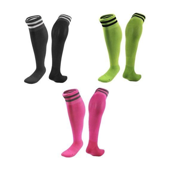 Lian LifeStyle 3 Pairs Knee High Sports Socks for Soccer, Softball, Baseball, Soccer, and Many Other Sports XL002 Size XS Black,Green,Rose