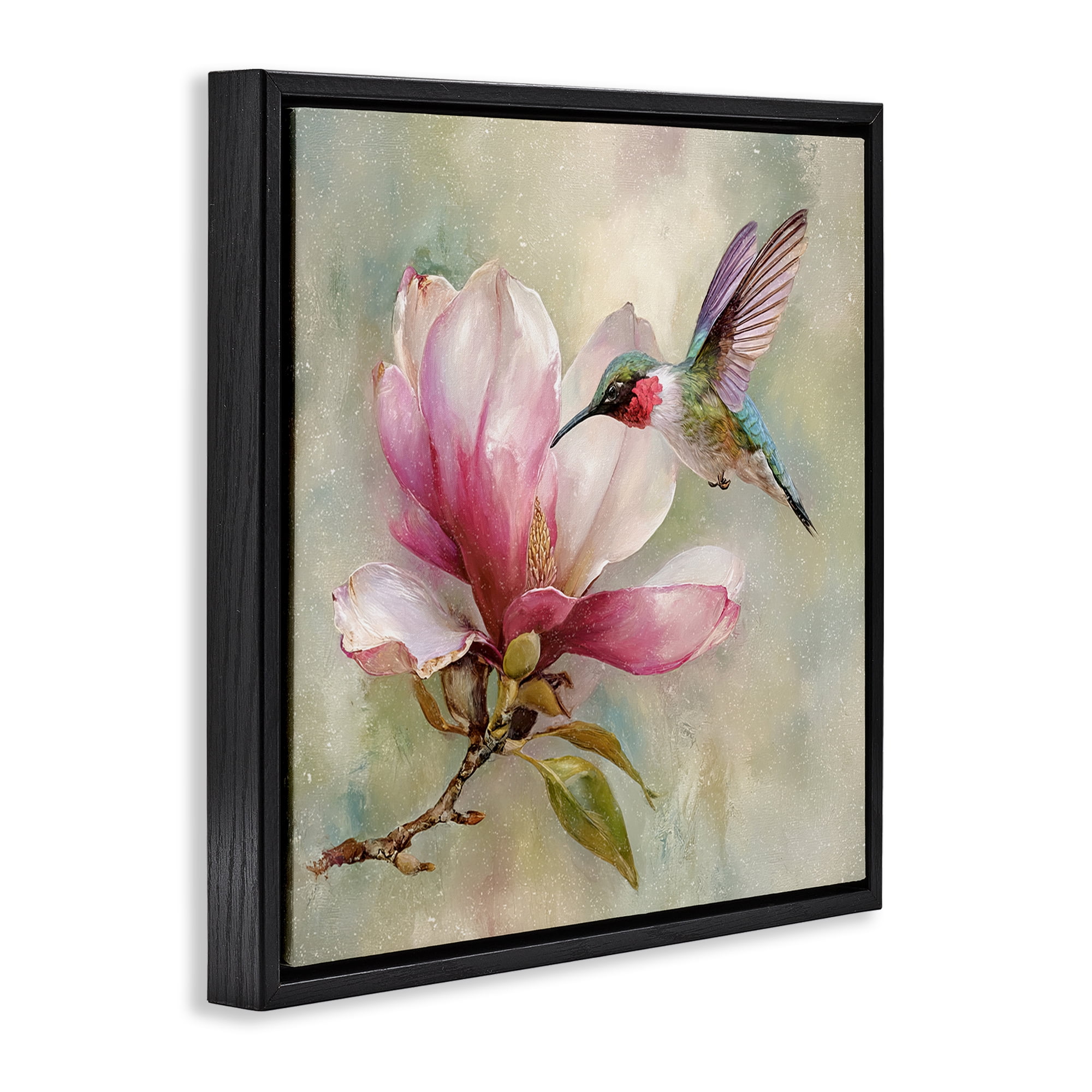 Stupell Industries Magnolia Ruby Hummingbird Black Framed Floater Canvas Wall Art, design by Tina LeCour