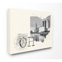 The Stupell Home Decor Ohio Black and White Photograph on Cream Paper Postcard Canvas Wall Art