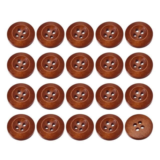 Uxcell Botones de Madera Redondos Botón de Costura Artesanal Marrón Rojo 20mm