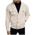 thumbnail image 2 of Donemore Men's Casual Solid Color Snap Button Jacket with Pockets, Notched Collar Wool Mix-Blend Coat for Daily Wear, 2 of 4
