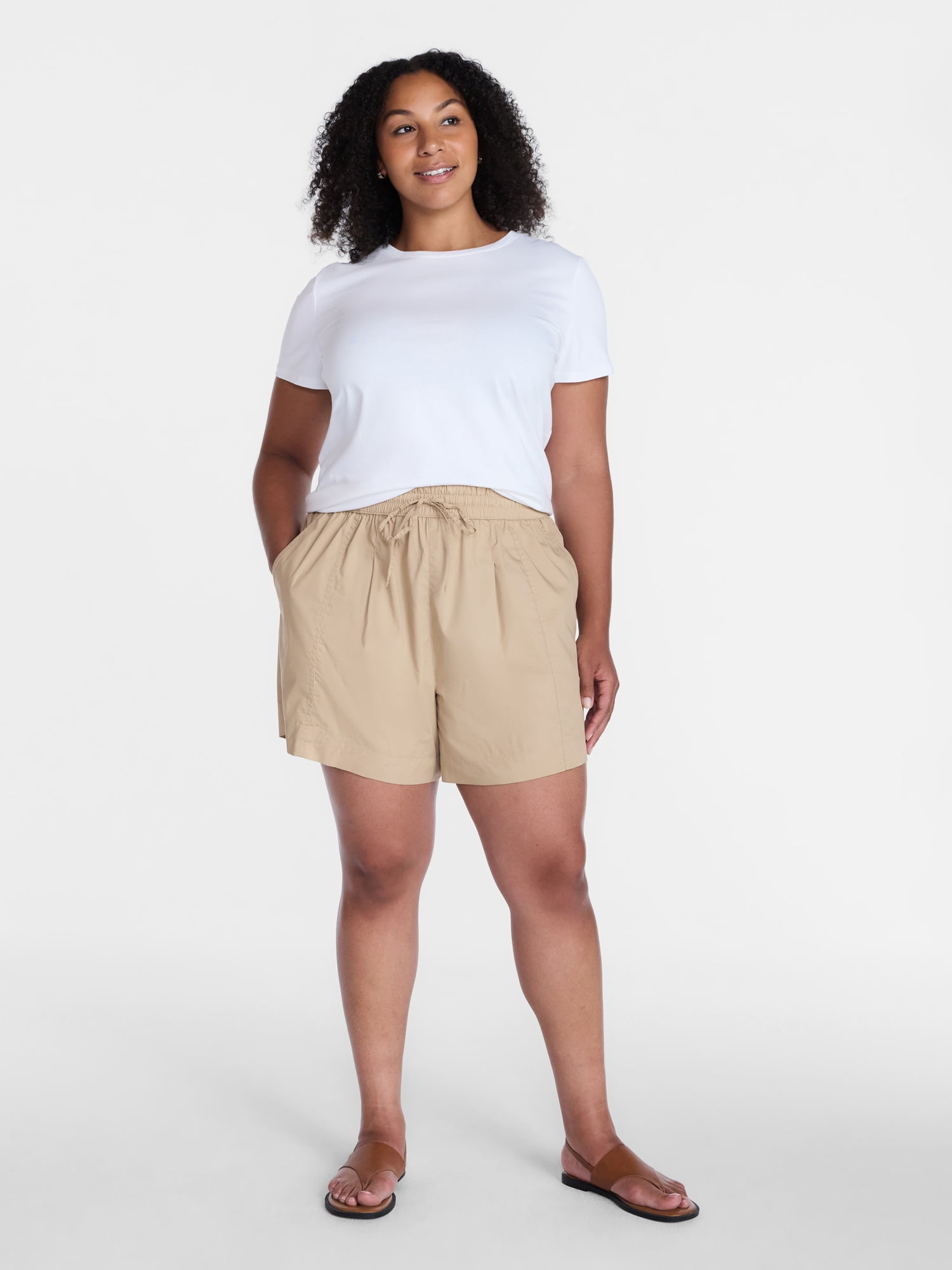 Time and Tru Women's Poplin Shorts, Sizes XS-XXXL