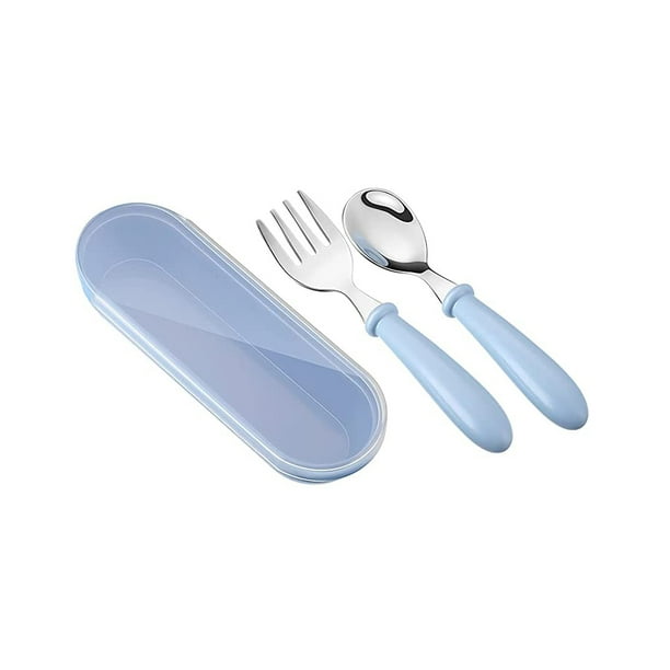 Infant Lunch Spoon Ergonomic Fork Kids Set Travel Eating Utensils with