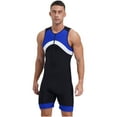 thumbnail image 4 of Raenseen Mens One Piece Swimsuit Bathing Swimming Suit Sleeveless Unitard Zipper Front Bodysuit Swim Blue XL, 4 of 9