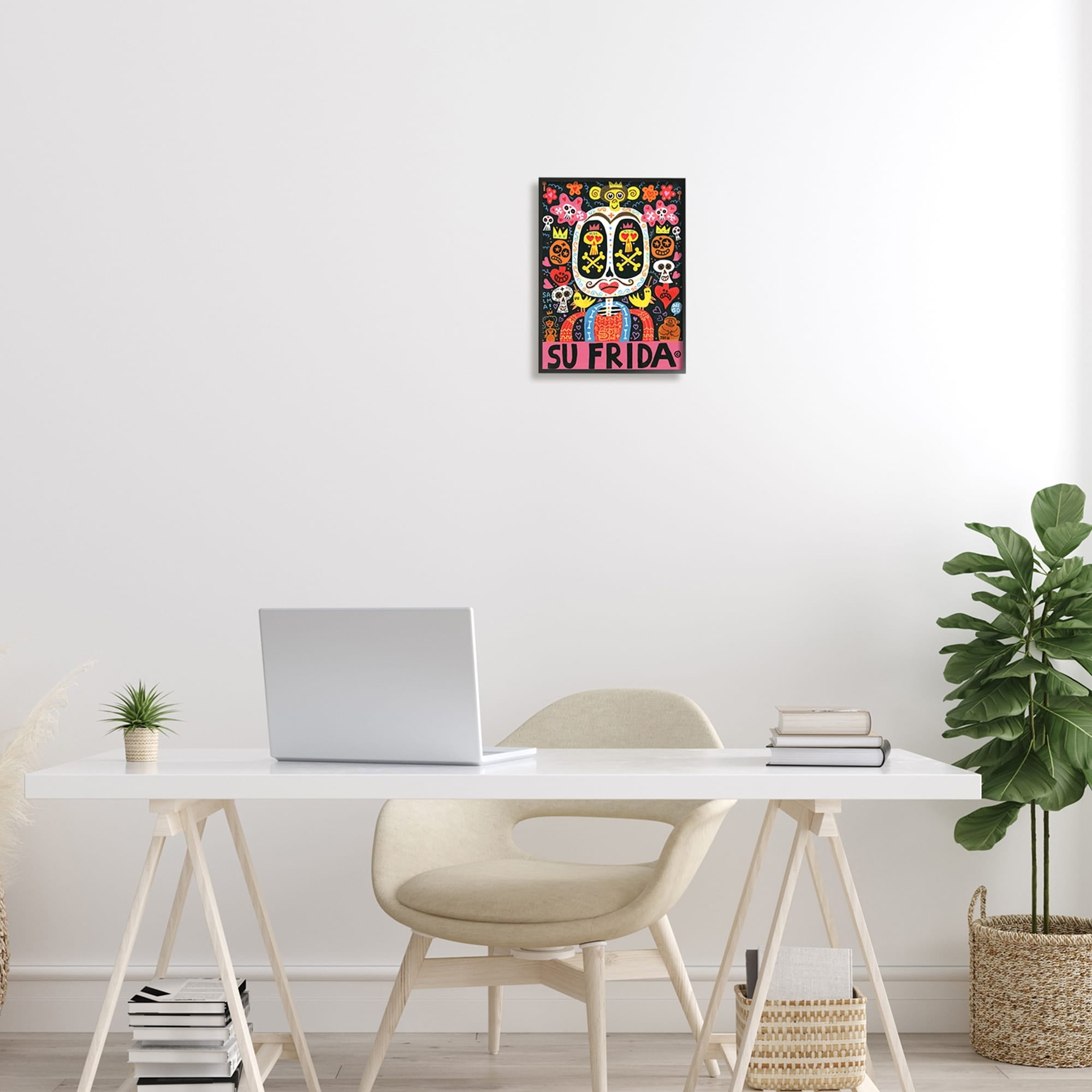 Stupell IndustriesFrida Wrestler Contemporary Pop Style Floral Collage Framed Wall Art, 11 x 14, Design by Jorge R. Gutierrez