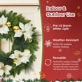thumbnail image 4 of Towallmark 24 Inch Lighted Christmas Wreaths for Front Door, Pre Lit Xmas Door Wreath with Lights for Outdoor Indoor Holiday Party Decorations, 4 of 9