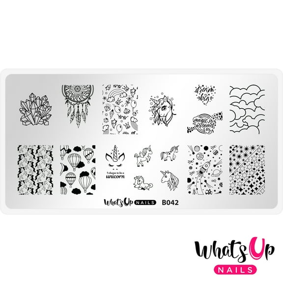 Whats Up Nails B042 Head in the Clouds Metal Stamping Plate for Nail Art Design