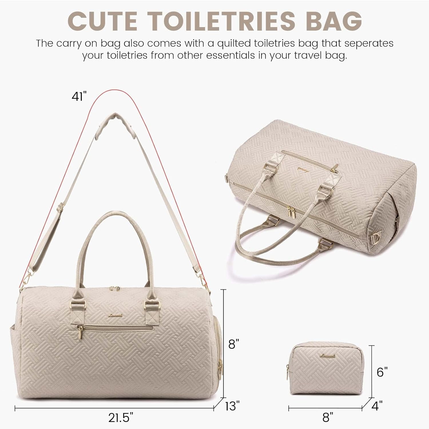 Travel Duffle Bag, Weekender Bag for Women with Toiletry Bag, Carry on Overnight Bag with Shoe Compartment, Gym Duffel Bag with Wet Pocket, Mommy Hospital Bags for Labor and Delivery