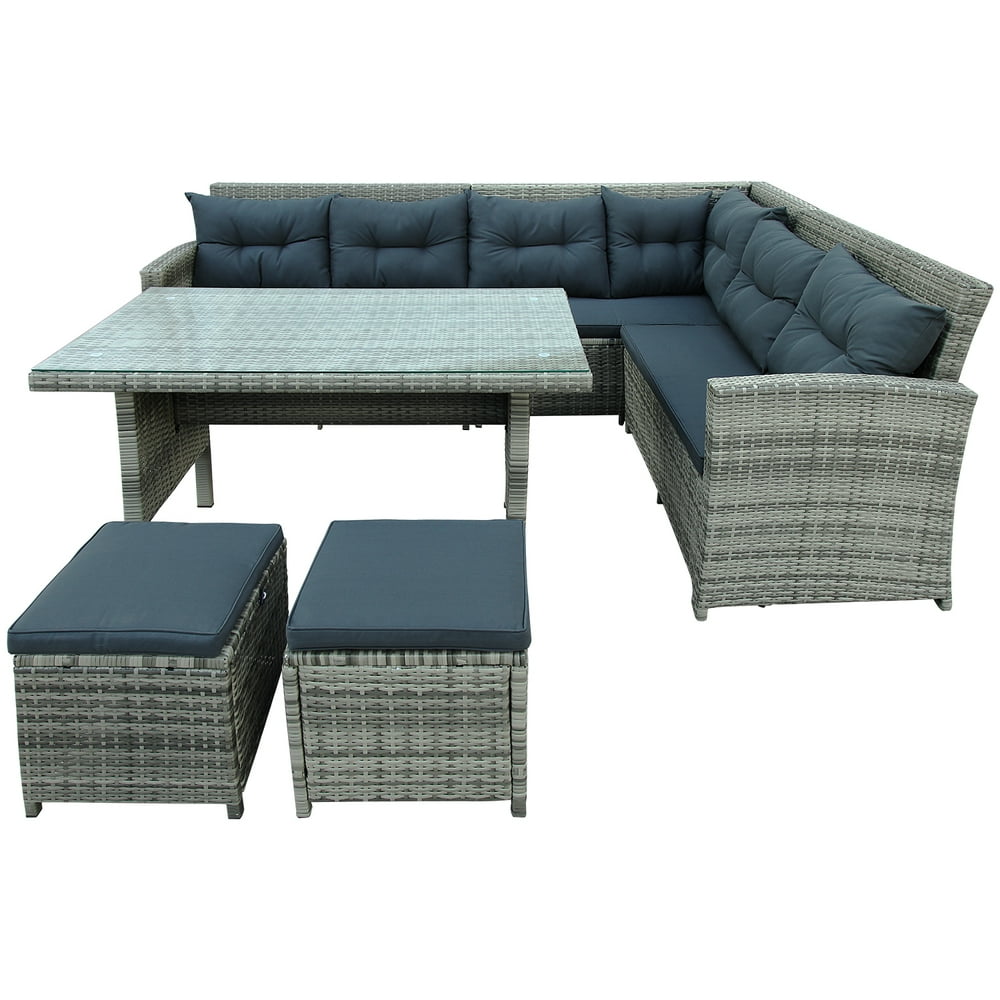 Outdoor Wicker Conversation Sets with 2 Ottoman, 2021 ...