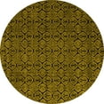 thumbnail image 1 of Ahgly Company Machine Washable Indoor Round Abstract Yellow Modern Area Rugs, 8' Round, 1 of 4